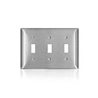 Leviton SS3-40 Stainless Steel C-Series 302-304 3G Standard 3-Toggle Wallplate