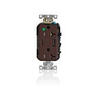 Leviton T5833-HG Br Combination Duplex Hospital Grade Receptacle A-C Usb Charger 20A125V