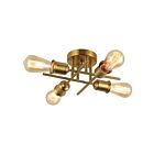 Dainolite Nebraska NEB-184SF-AGB 4-Lights 160W Aged Brass Incandescent Semi-Flush Mount