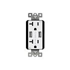Enerlites 62001-TR2USB-CC-W Dual Type-A USB Charger with 20A Duplex Tamper-Resistant Receptacles and Interchangeable Face Covers