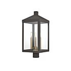 Livex Lighting Nyack 20586-07 3-Lights 180W Bronze Outdoor Post Top Lantern