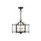 Livex Lighting Livingston 4398-92 4-Lights 240W English Bronze with Antique Brass Accents Convertible Semi Flush Mount or Pendant