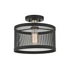 Livex Lighting Industro 46216-04 1-Light 60W Black with Brushed Nickel Accents Semi Flush Mount