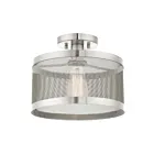 Livex Lighting Industro 46216-91 1-Light 60W Brushed Nickel Semi Flush Mount
