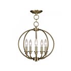 Livex Lighting Milania 4665-01 5-Lights 300W Antique Brass Convertible Semi Flush Mount or Chandelier