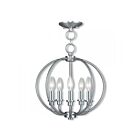 Livex Lighting Milania 4665-91 5-Lights 300W Brushed Nickel Convertible Semi Flush Mount or Chandelier