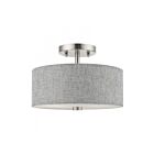 Livex Lighting Dakota 46741-91 2-Lights 80W Brushed Nickel with Shiny White Accents Semi Flush Mount