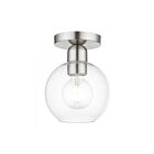 Livex Lighting Downtown 48977-91 1-Light 40W Brushed Nickel Semi Flush Mount