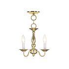 Livex Lighting Williamsburgh 5009-02 3-Lights 180W Polished Brass Convertible Semi Flush Mount or Chandelier