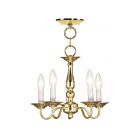 Livex Lighting Williamsburgh 5011-02 5-Lights 300W Polished Brass Convertible Semi Flush Mount or Chandelier