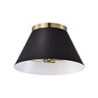 Nuvo Lighting Dover 60-7417 2 Lights Black With Vintage Brass 120W Small Flush Mount